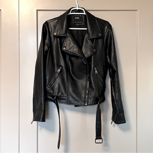 Nordstrom Elodie Faux Leather Jacket Black Biker XL - Picture 3 of 7